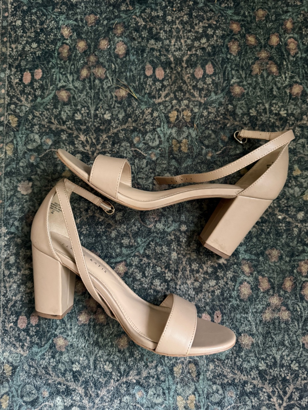 Kelly & Katie Nude Block Heel Sandals with Ankle Strap